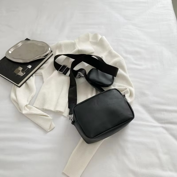 💫Stylish Girl’s Convertible Crossbody Bag – Fashion Handbags For Ladies Pu Leather Polyester Waterproof Shoulder Bags With Change Purse Trending Travel Crossbody Bag – 1 Pc, Black Pu Leather🌟