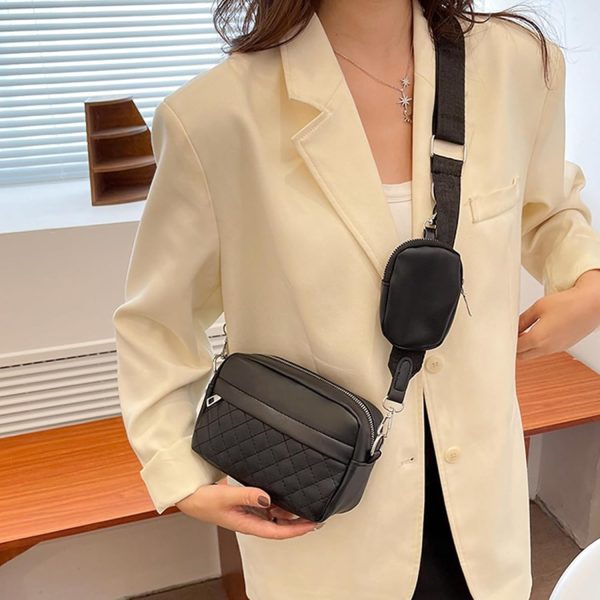 💫Stylish Girl’s Convertible Crossbody Bag – Fashion Handbags For Ladies Pu Leather Polyester Waterproof Shoulder Bags With Change Purse Trending Travel Crossbody Bag – 1 Pc, Black Pu Leather🌟